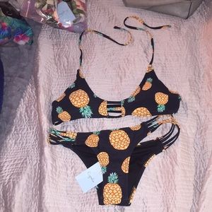 Cupshe Sweet Summer Pineapple Halter Bikini Set